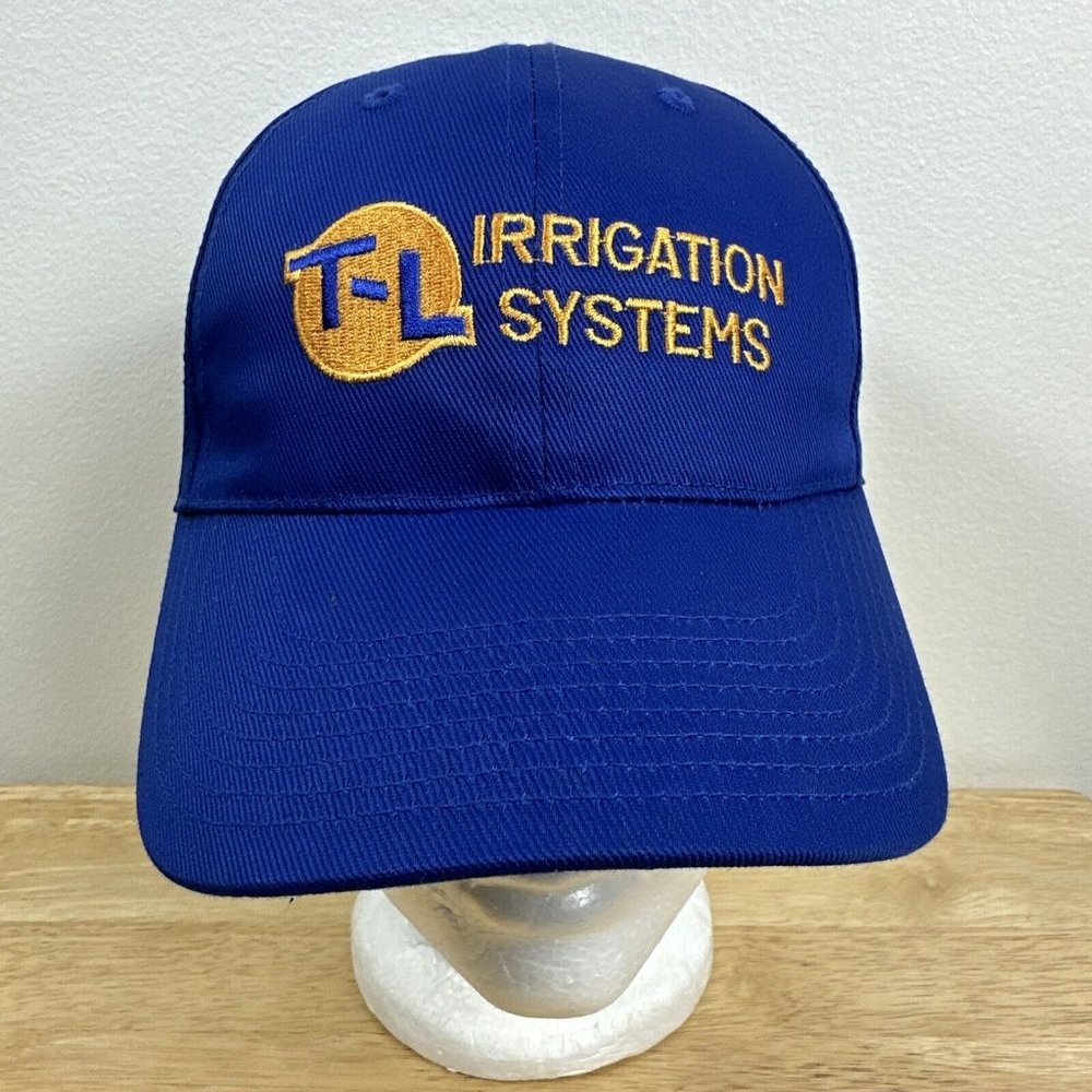 TL Irrigation Systems Hat Cap Blue with Yellow Embroidered Logo Adjustable Mens